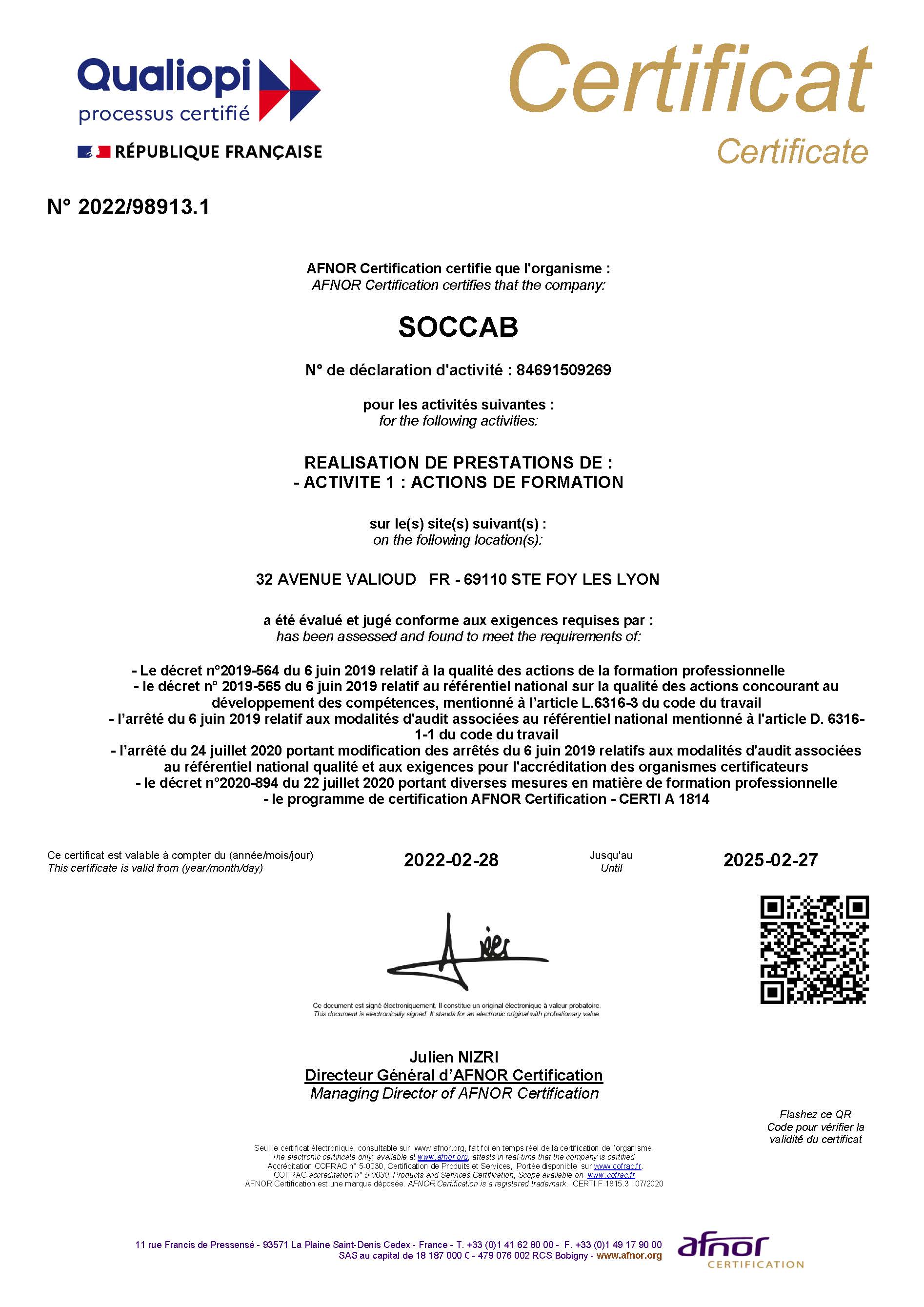 certificat qualiopi